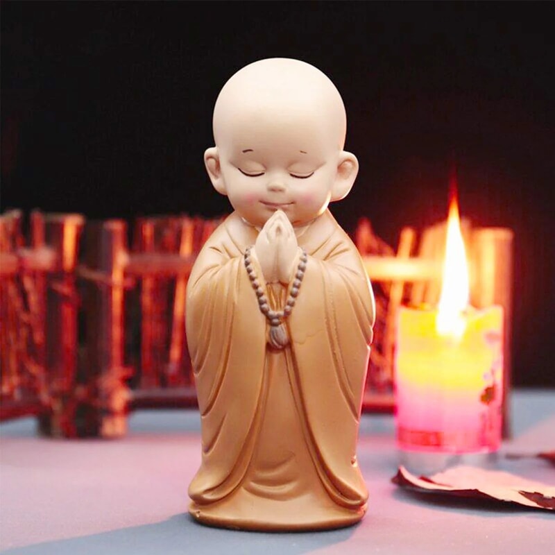Cute Little Monk Resin Figurine Handmade Buddha Monk Statue For Desk Decor Home Decor Gift Idea 6