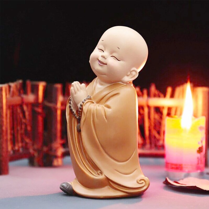 Cute Little Monk Resin Figurine Handmade Buddha Monk Statue For Desk Decor Home Decor Gift Idea 12