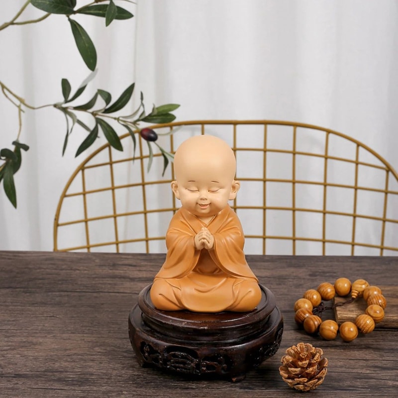Cute Little Monk Resin Figurine Handmade Buddha Monk Statue For Desk Decor Home Decor Gift Idea 13