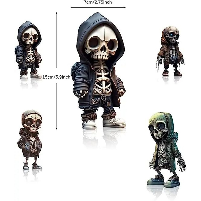 Cool Skeleton Resin Figurine Mini Skull Statue Halloween Desk Decor Gothic Home Ornament 5