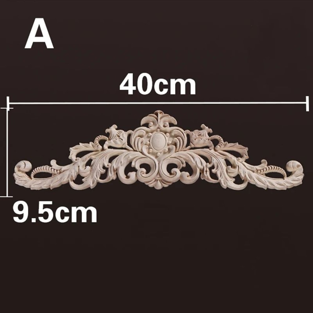 Natural Wood Carved Appliques Onlays Floral Furniture Trim Decorative Corner Frame For Wall Door 7