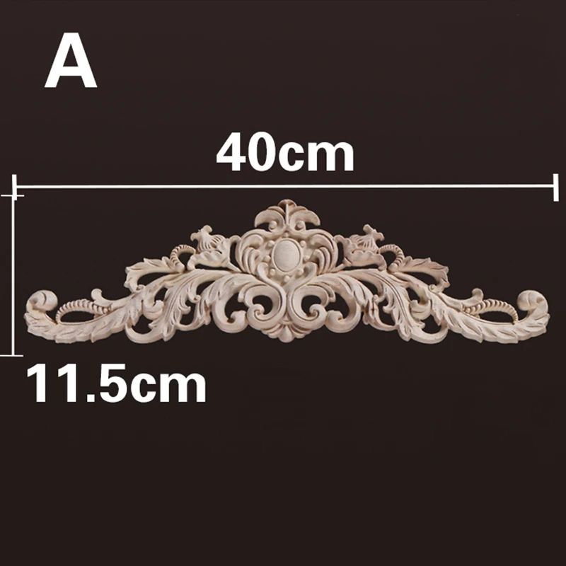 Natural Wood Carved Appliques Onlays Floral Furniture Trim Decorative Corner Frame For Wall Door 8