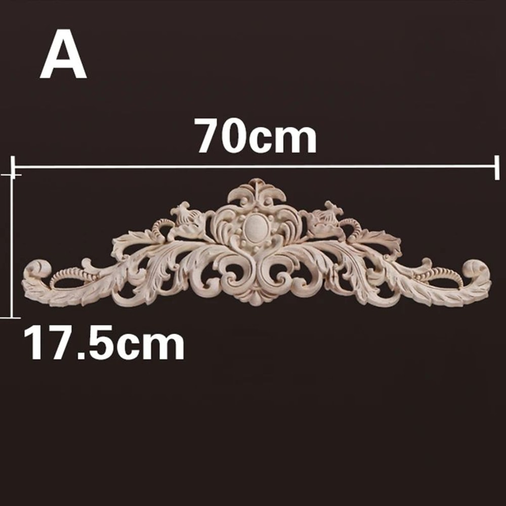 Natural Wood Carved Appliques Onlays Floral Furniture Trim Decorative Corner Frame For Wall Door 13