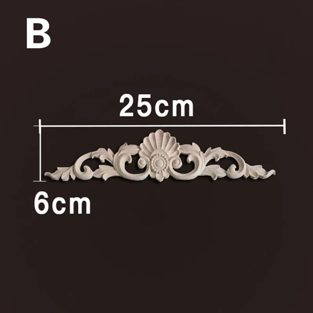Natural Wood Carved Appliques Onlays Floral Furniture Trim Decorative Corner Frame For Wall Door 19