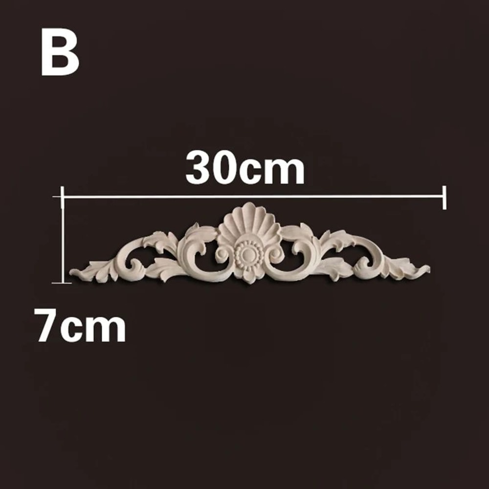 Natural Wood Carved Appliques Onlays Floral Furniture Trim Decorative Corner Frame For Wall Door 20