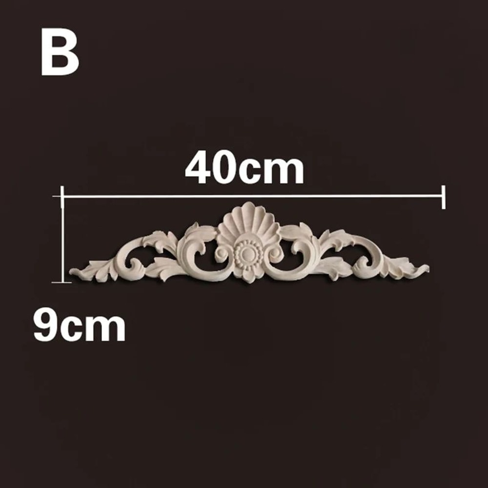 Natural Wood Carved Appliques Onlays Floral Furniture Trim Decorative Corner Frame For Wall Door 21