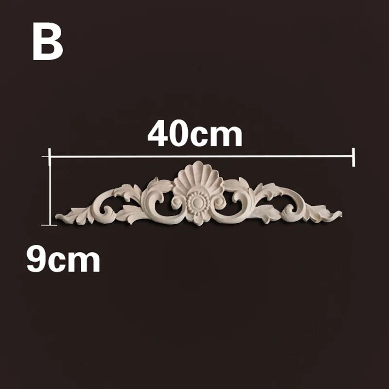 Natural Wood Carved Appliques Onlays Floral Furniture Trim Decorative Corner Frame For Wall Door 21