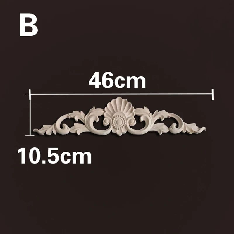 Natural Wood Carved Appliques Onlays Floral Furniture Trim Decorative Corner Frame For Wall Door 23