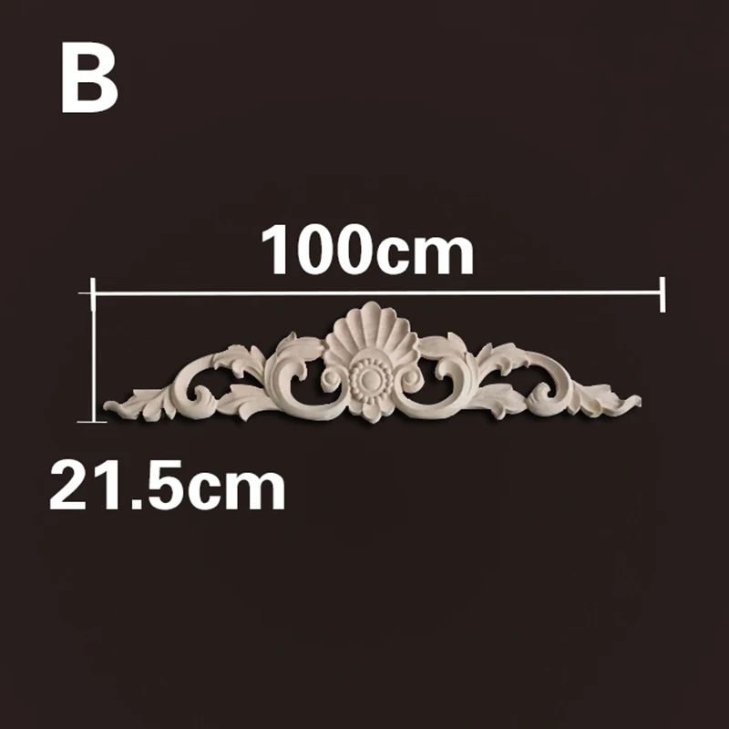 Natural Wood Carved Appliques Onlays Floral Furniture Trim Decorative Corner Frame For Wall Door 26