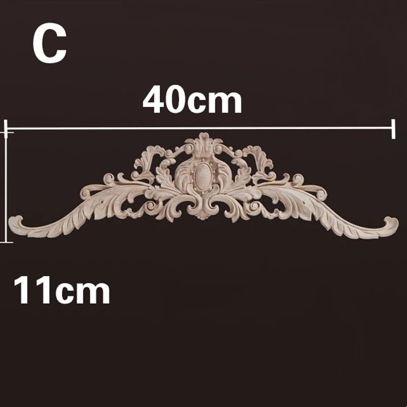 Natural Wood Carved Appliques Onlays Floral Furniture Trim Decorative Corner Frame For Wall Door 28