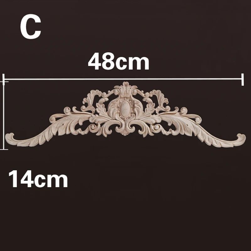 Natural Wood Carved Appliques Onlays Floral Furniture Trim Decorative Corner Frame For Wall Door 29