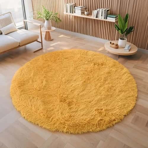 Soft Plush Kids Round Rug – Fluffy Nursery Carpet for Baby Room, Bedroom & Play Mat Decor