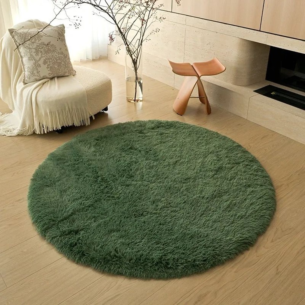 Soft Plush Kids Round Rug Fluffy Nursery Carpet For Baby Room Bedroom Play Mat Decor 2