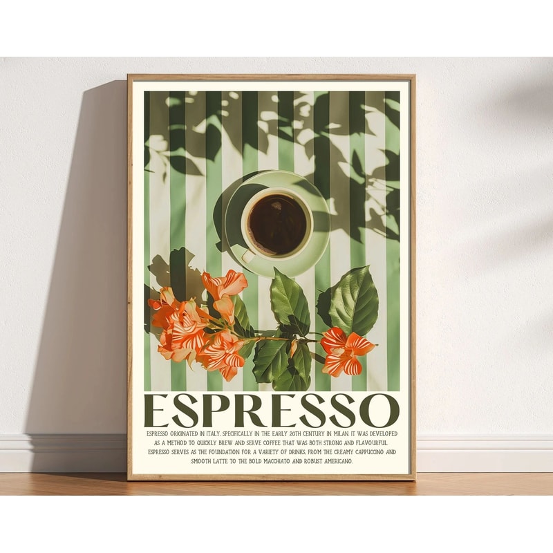 Retro Coffee Stripe Canvas Poster Minimalist Kitchen Wall Art For Cafe Coffee Lover Decor 11