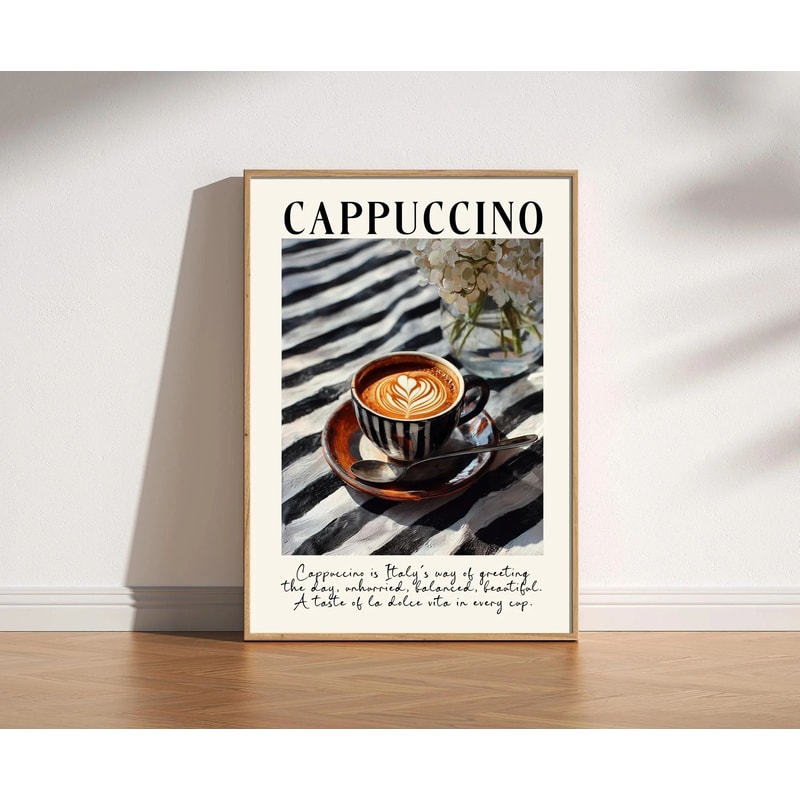 Retro Coffee Stripe Canvas Poster Minimalist Kitchen Wall Art For Cafe Coffee Lover Decor 12