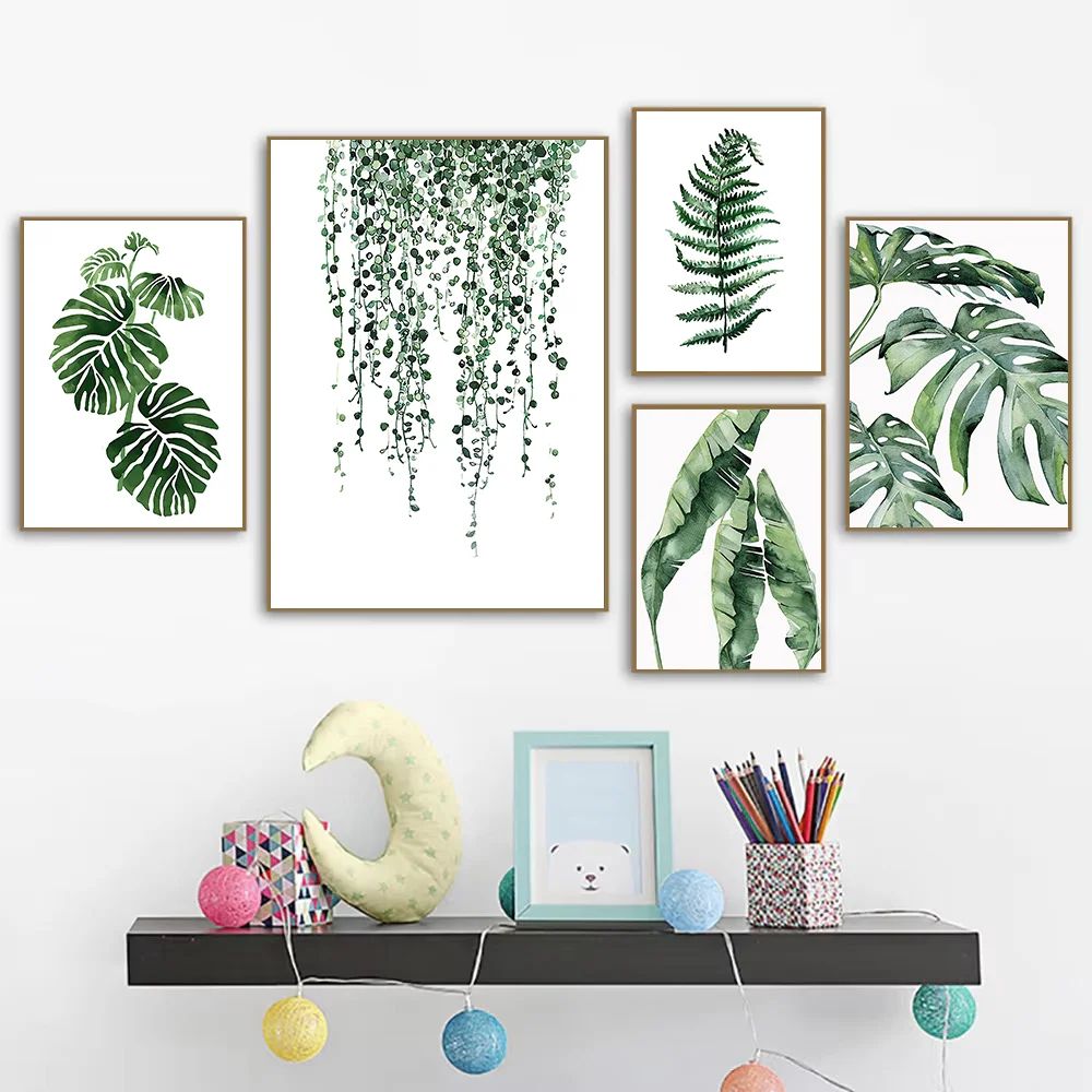 Nordic Botanical Canvas Wall Art Monstera Fern Banana Leaf Prints For Living Room Bedroom Decor 0