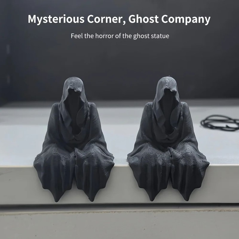 3D Printed Hooded Cloaked Statue Gothic Dark Aesthetic Figurine For Desk Shelf Home Decor 2