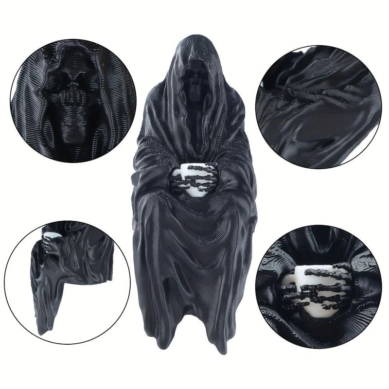 3D Printed Hooded Cloaked Statue Gothic Dark Aesthetic Figurine For Desk Shelf Home Decor 3