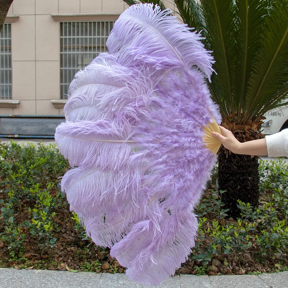 Luxury Ostrich Feather Fan Large Folding Dance Fan For Stage Carnival Performance 5