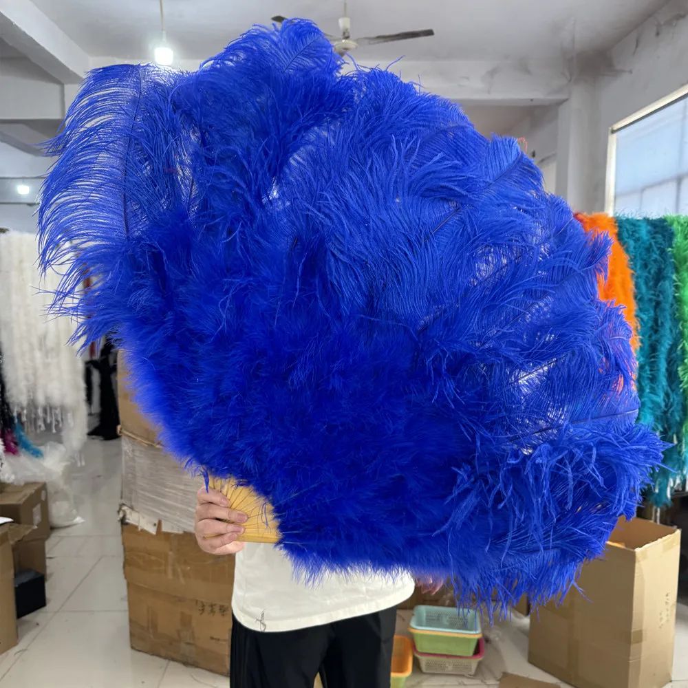 Luxury Ostrich Feather Fan Large Folding Dance Fan For Stage Carnival Performance 22