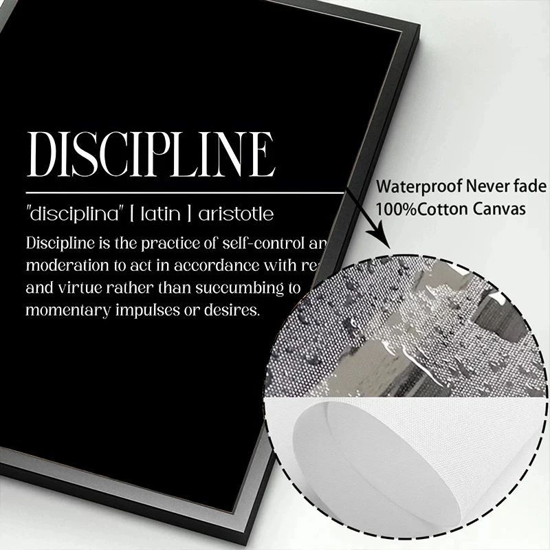 Motivational Quote Canvas Wall Art Inspirational Discipline Poster For Living Room Office Decor 4