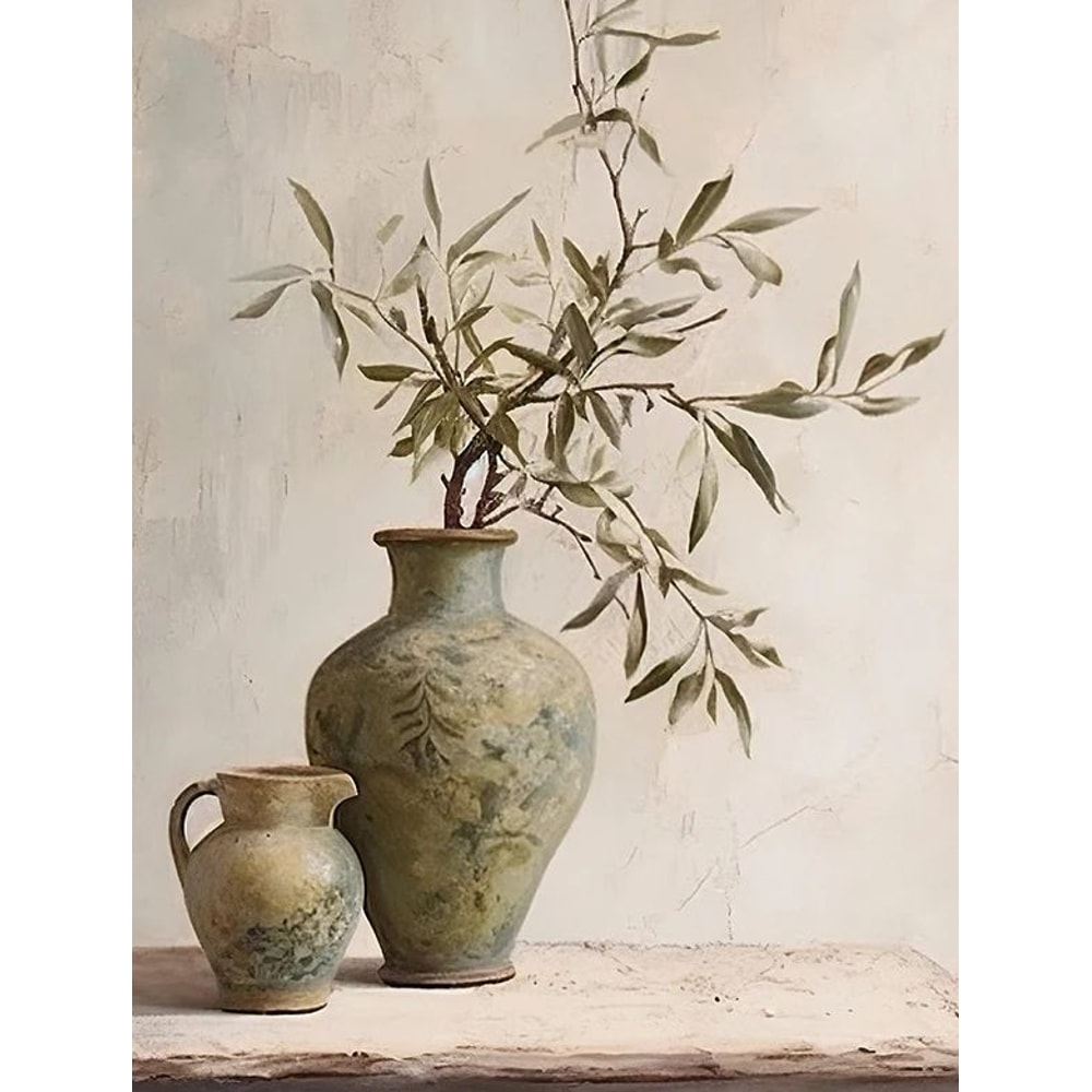 Retro Olive Tree Lemon Canvas Poster Elegant Botanical Vase Wall Art For Living Room Bedroom Dec 14