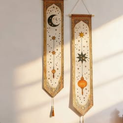 ramadan mubarak tapestry wall banner – islamic moon, star & lantern decor for eid home decoration