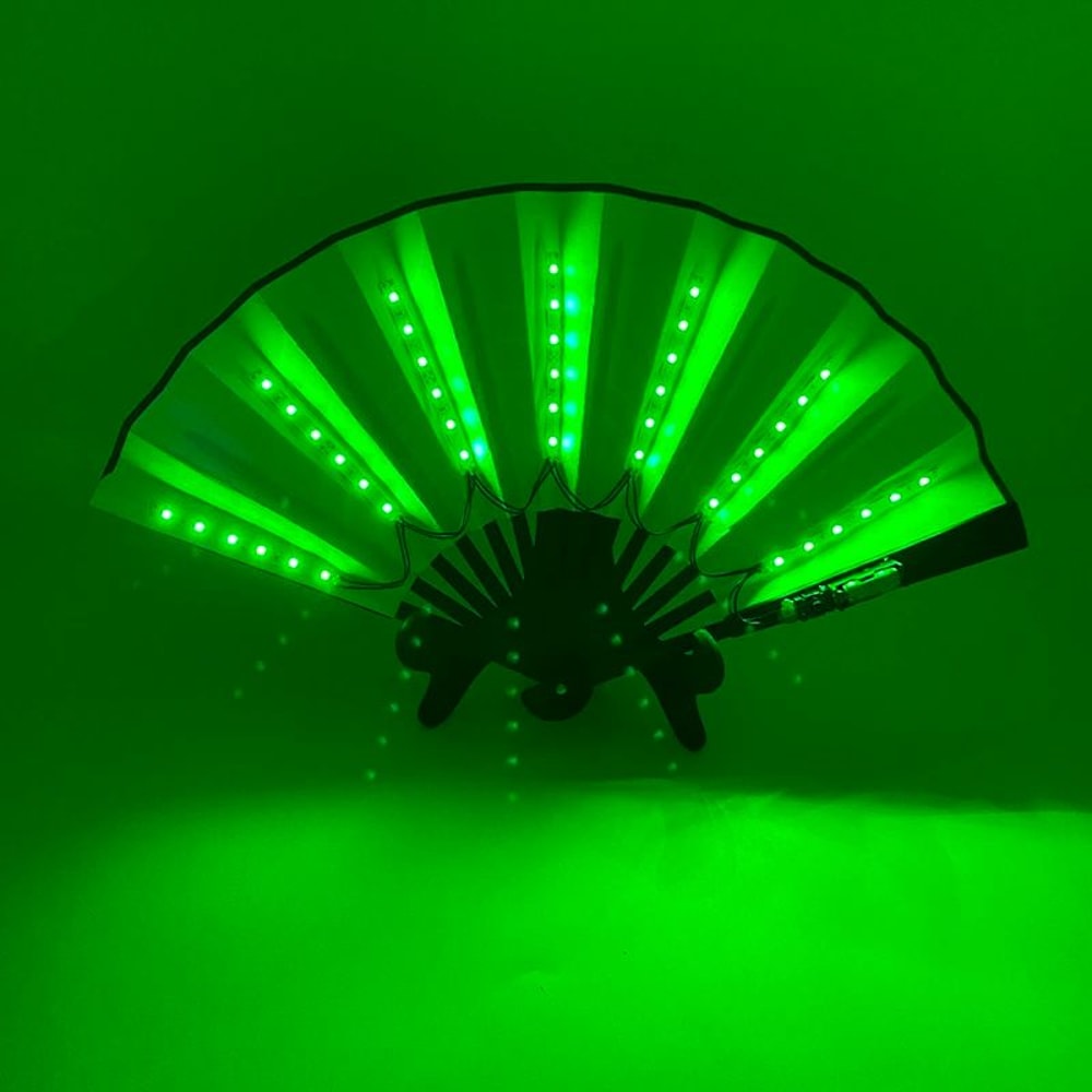 LED Neon Light Folding Fan Glowing Rave Hand Fan For Party Festival Performance Decor 3