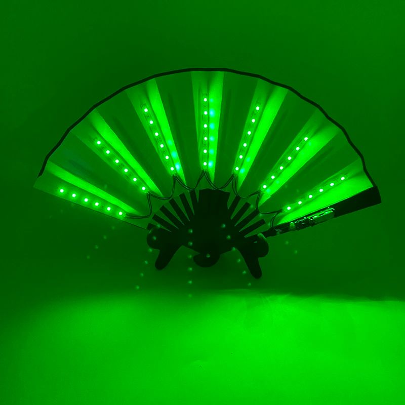 LED Neon Light Folding Fan Glowing Rave Hand Fan For Party Festival Performance Decor 3