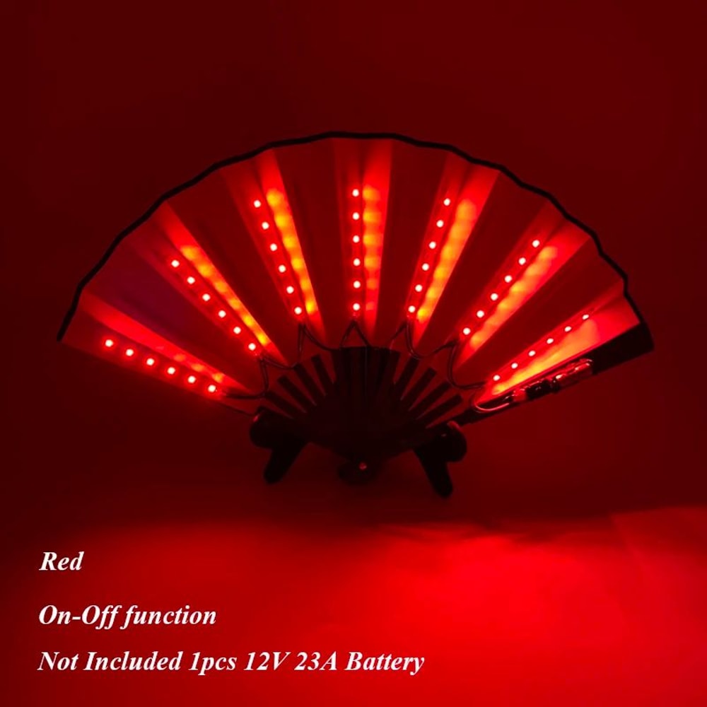 LED Neon Light Folding Fan Glowing Rave Hand Fan For Party Festival Performance Decor 6