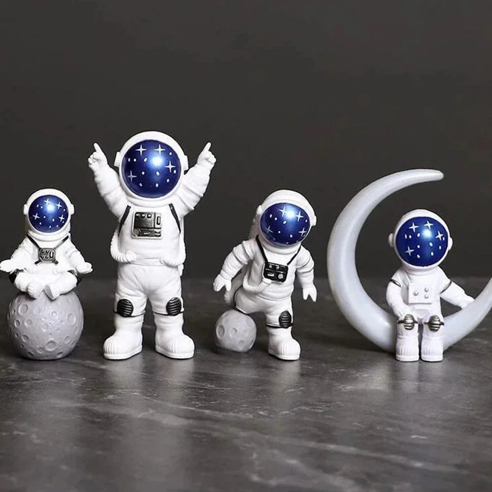 4pcs Astronaut Figurine Set Space Spaceman Mini Statues For Kids Desk Home Decor 0