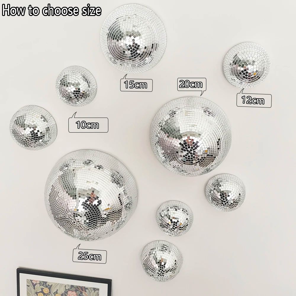 Wall Mounted Disco Ball Mirror Decor Metallic Half Sphere Mirror Ball For Home Wedding Party Wall 2