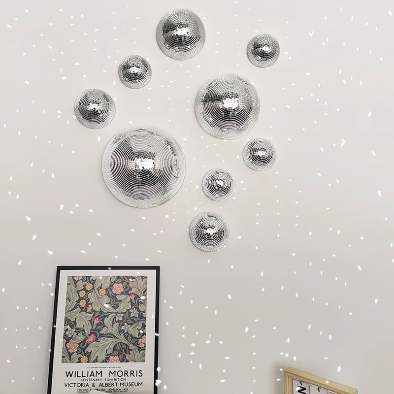 Wall Mounted Disco Ball Mirror Decor Metallic Half Sphere Mirror Ball For Home Wedding Party Wall 3