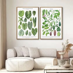 green botanical leaves canvas wall art – calming nature houseplant print