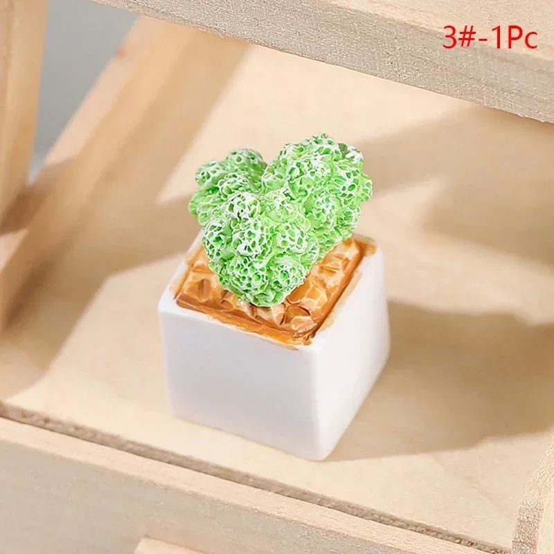 Miniature Resin Potted Plants Dollhouse Decorative Flower Pots Micro Garden Accessories 8