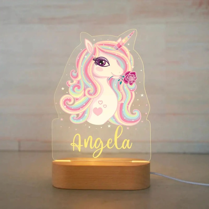 Personalized Animal LED Night Light Custom Name Acrylic Lamp For Kids Bedroom Baby Gift 19