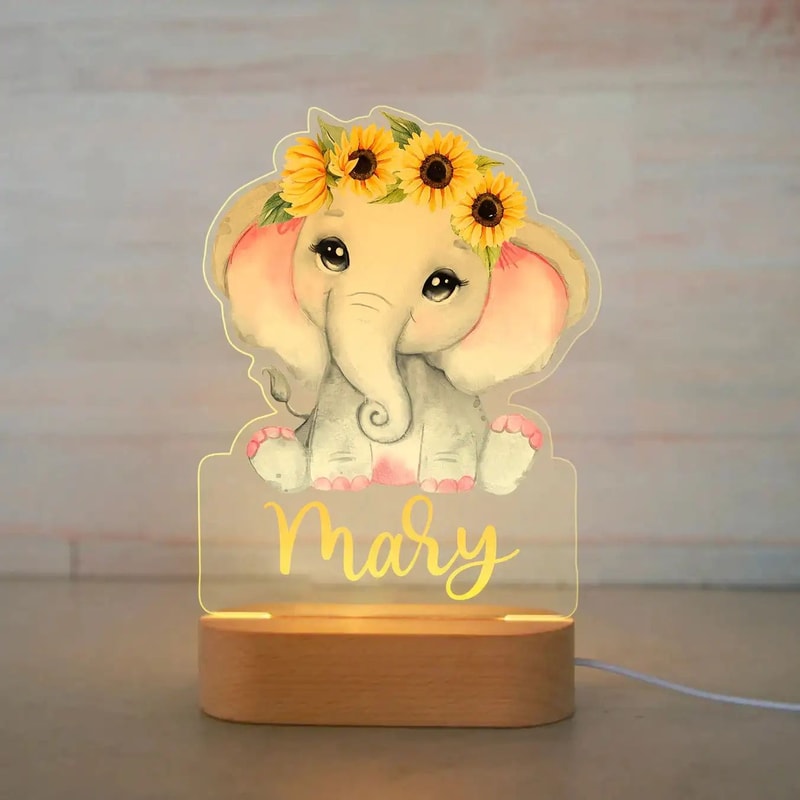 Personalized Animal LED Night Light Custom Name Acrylic Lamp For Kids Bedroom Baby Gift 26