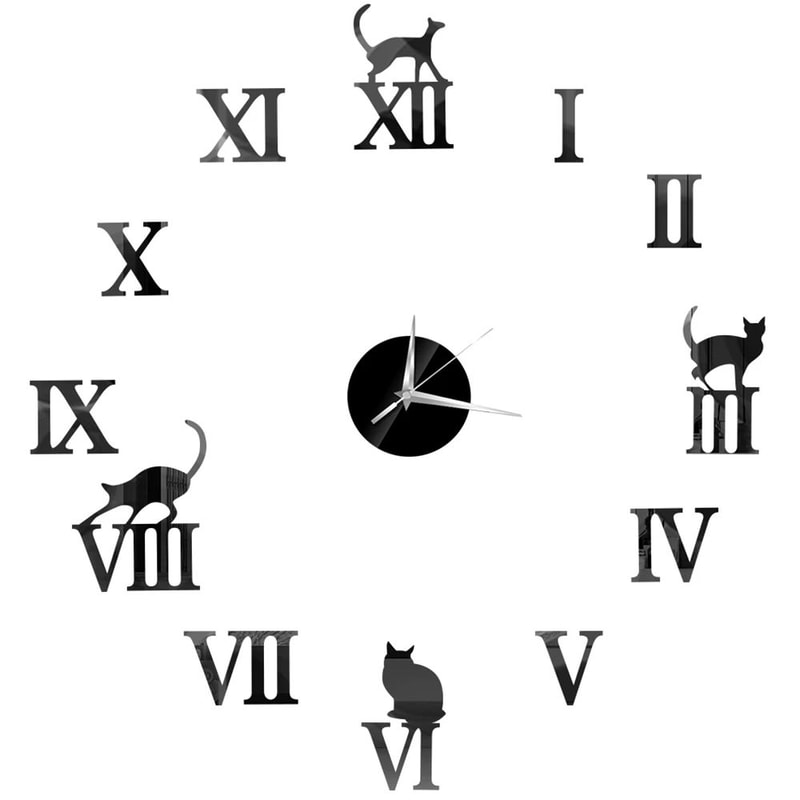 Frameless Mirror Wall Clock Sticker DIY 2D Quartz Decorative Clock For Living Room Home Decor 16