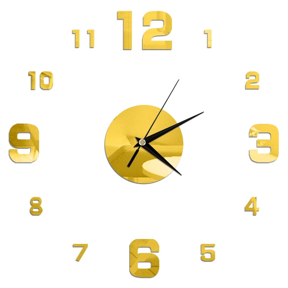 Frameless Mirror Wall Clock Sticker DIY 2D Quartz Decorative Clock For Living Room Home Decor 22