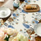 Easter Blue Eggs Floral Linen Table Runner Spring Botanical Dining Table Decor 1