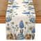 Easter Blue Eggs Floral Linen Table Runner Spring Botanical Dining Table Decor 0