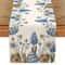 Easter Blue Eggs Floral Linen Table Runner Spring Botanical Dining Table Decor 6
