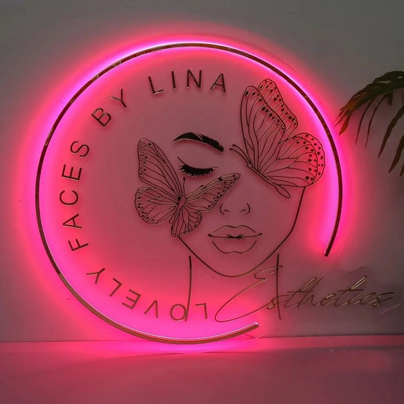 Custom LED Acrylic Logo Sign Backlit Business Lightbox For Salon Beauty Company Branding 0