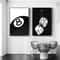Black White No8 Ball Canvas Wall Art Billiards Club Theme Poster For Modern Home Decor 1