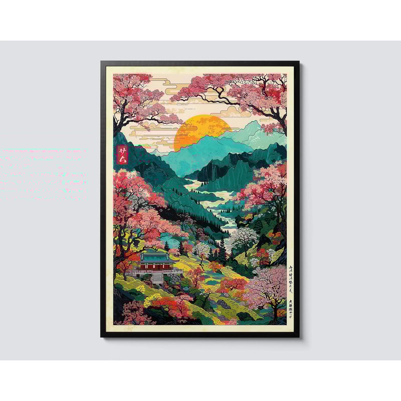 HokusaiInspired Mount Fuji Wave Canvas Japanese Sunrise Landscape Wall Art For Modern Home Decor 17