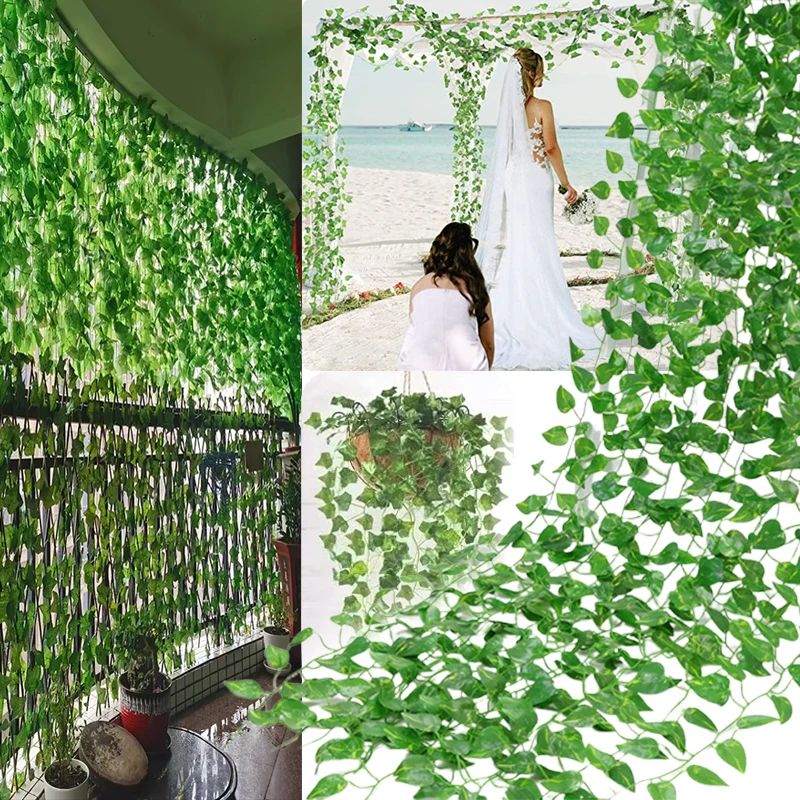 689 Ft Lush Artificial Ivy Vine Garland Realistic Hanging Green Leaf Creeper For Home Garden Even 0