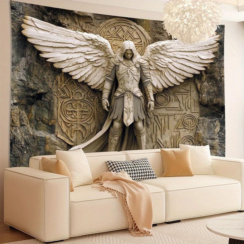 HeavenGlow 3D Angel Wall Tapestry Glam Polyester Hanging Decor For Living Room Bedroom Aesthetic 4