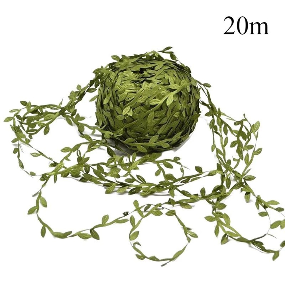 Artificial Green Leaf Vine Ribbon Roll 102050m DIY Wedding Craft Decor Trim 9