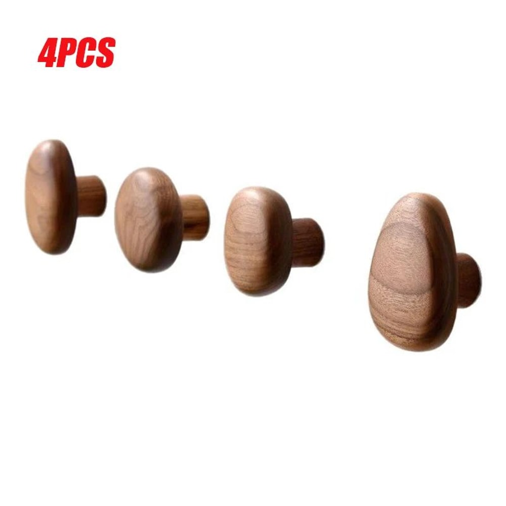 Minimalist Natural Wooden Wall Coat Hooks Modern Entryway Hat Key Towel Hanger Rack 3