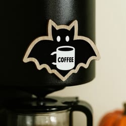 cute wooden halloween bat decor – coffee lover hanging sticker for fridge & coffee machine